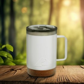 Ozark Trail 16 oz Insulated Stainless Steel Coffee Mug Tumbler with Cork Bottom, White