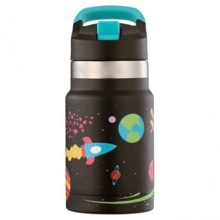 Ozark Trail 12 oz Double-Wall Stainless-Steel Flip-Top Kid's Water Bottle, Space