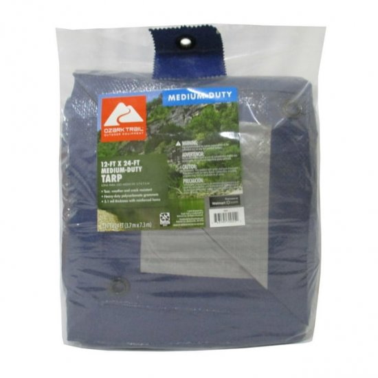 Ozark Trail Medium-Duty Tarp, 12\' x 24\', Material PE