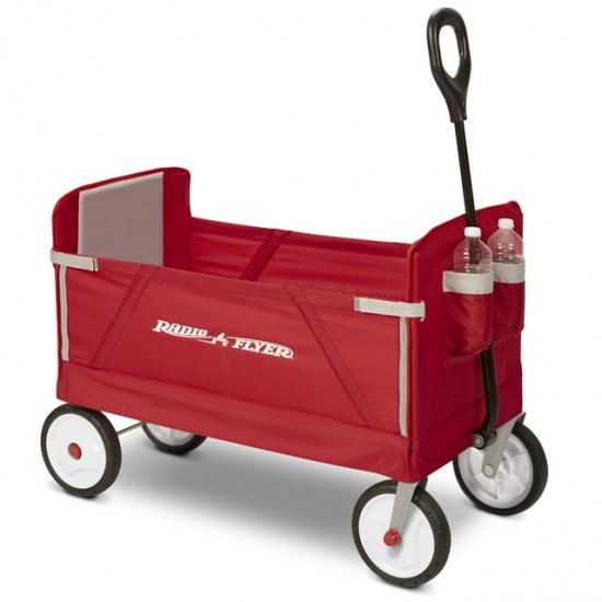 Radio Flyer, 3-in-1 EZ Fold Wagon, Padded Seat with Seat Belts, Red