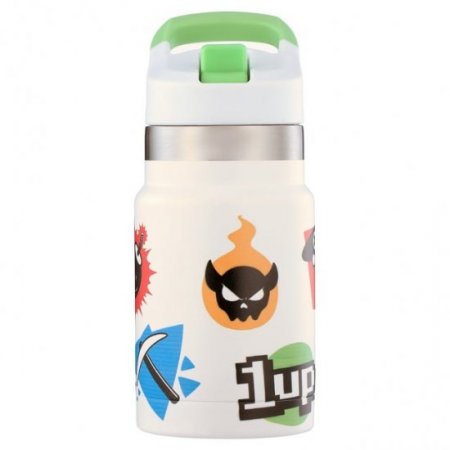 Ozark Trail 12 oz Double-Wall Stainless-Steel Flip-Top Kid's Water Bottle, Digital Gamer