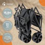 Seina 150lb Capacity Collapsible Steel Outdoor Utility Wagon Cart, Black