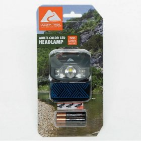 Ozark Trail 3 AAA Batteries LED Headlamp, IPX4 Weather and Drop Resistant, 300 Lumen, Multi-Color