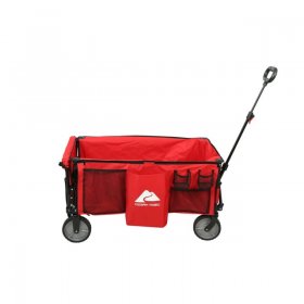 Ozark Trail Camping Utility Wagon with Tailgate & Extension Handle, Red, Polyester