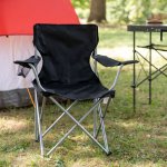 Ozark Trail Adult Basic Quad Folding Camp Chair with Cup Holder, Black