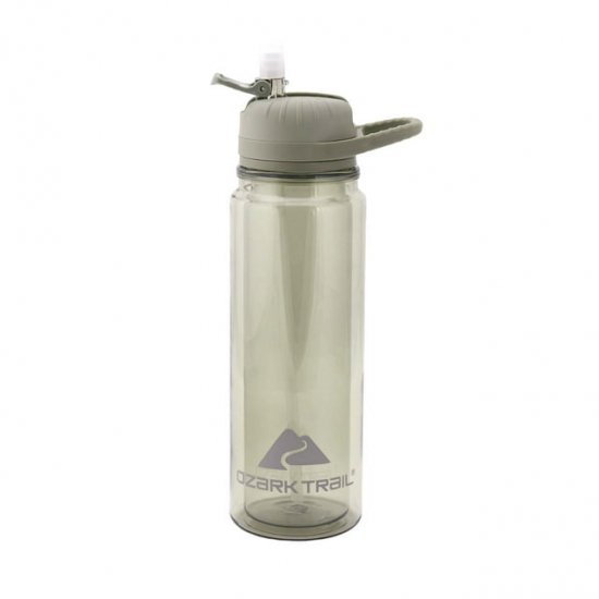 Ozark Trail 24-Ounce Double-Wall Tritan Water Bottle with Flip Straw Lid, Olive Green