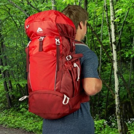 Ozark Trail 47 L Hydration Compatible, Hiking, Camping, Travel Backpack, Red, Unisex