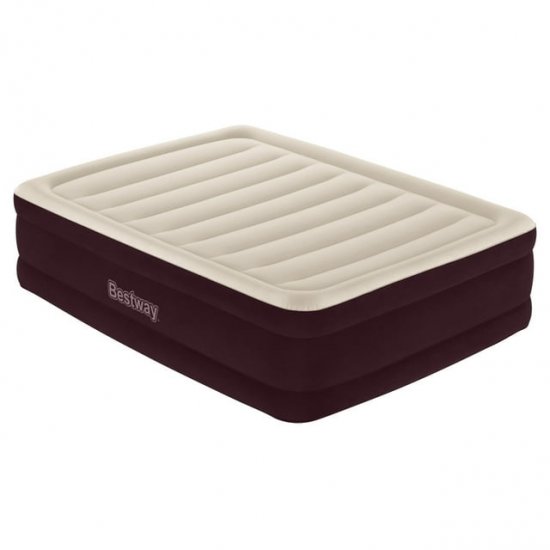 Bestway Maroon 20\" Queen Air Mattress with Built-in Pump