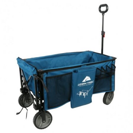 Ozark Trail Quad Folding Camp Wagon with Tailgate, Blue