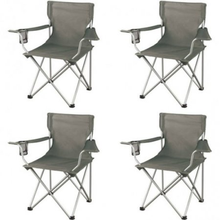 Ozark Trail Classic Folding Camp Chairs, with Mesh Cup Holder,Set of 4, 32.10 x 19.10 x 32.10 Inches