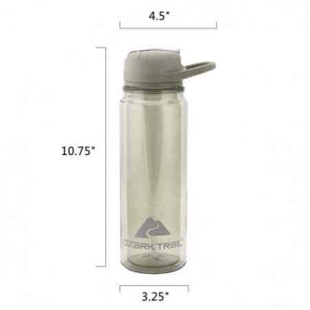 Ozark Trail 24-Ounce Double-Wall Tritan Water Bottle with Flip Straw Lid, Olive Green