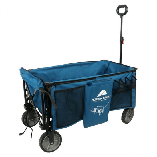 Ozark Trail Quad Folding Camp Wagon with Tailgate, Blue